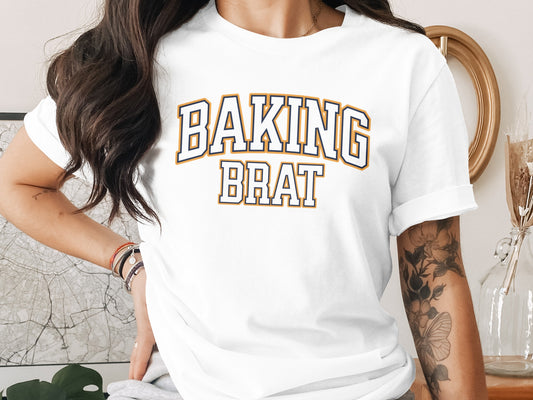 White t-shirt with "BA