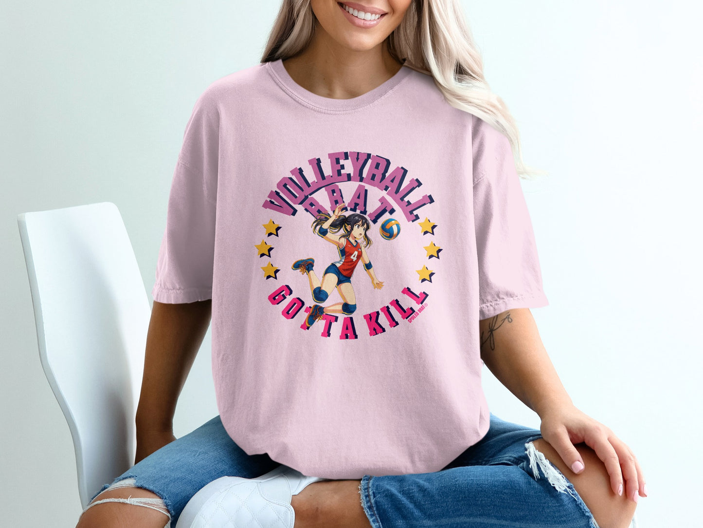 Volleyball Gotta Kill Anime Girl Pink Sweatshirt product type