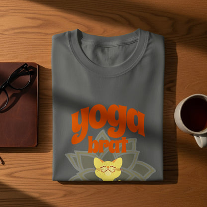 Yoga Brat Cat Graphic Grey T-shirt product type