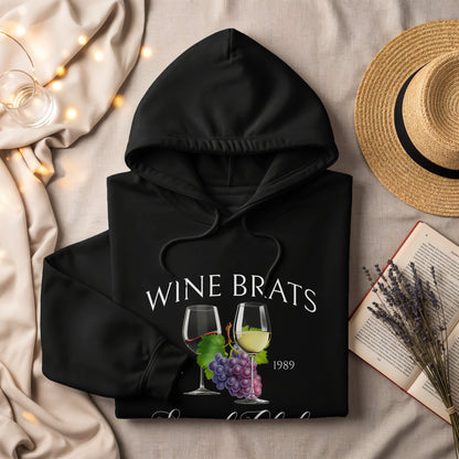Wine Brats 1989 Hoodie with Wine Glass Graphic Design