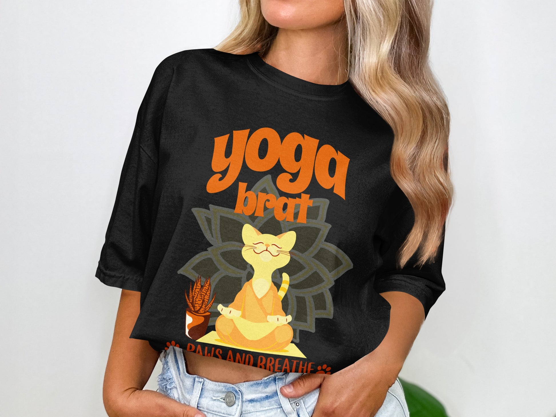 Yoga Brat Paws and Breathe Cat Themed Shirt product type